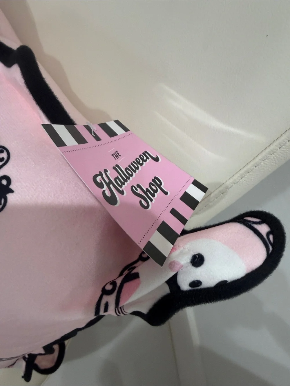The Halloween Shop Pink/Black/White Cute Ghosts & Bats Decorative  Pillow